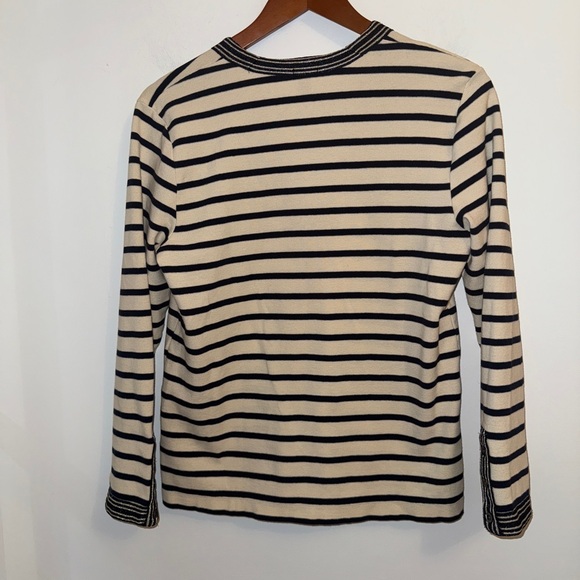 🖤🤍 J.Crew Navy & Ivory Striped Button-Front Cardigan Sweater | Medium - Picture 6 of 12
